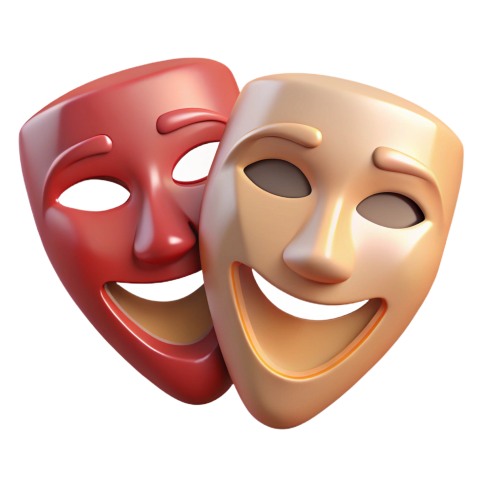 wonderful traditional Theatre Masks Front View Transparent Background high resolution png