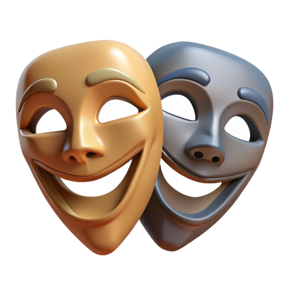 impressive artistic Theatre Masks Front View Transparent Background high quality png