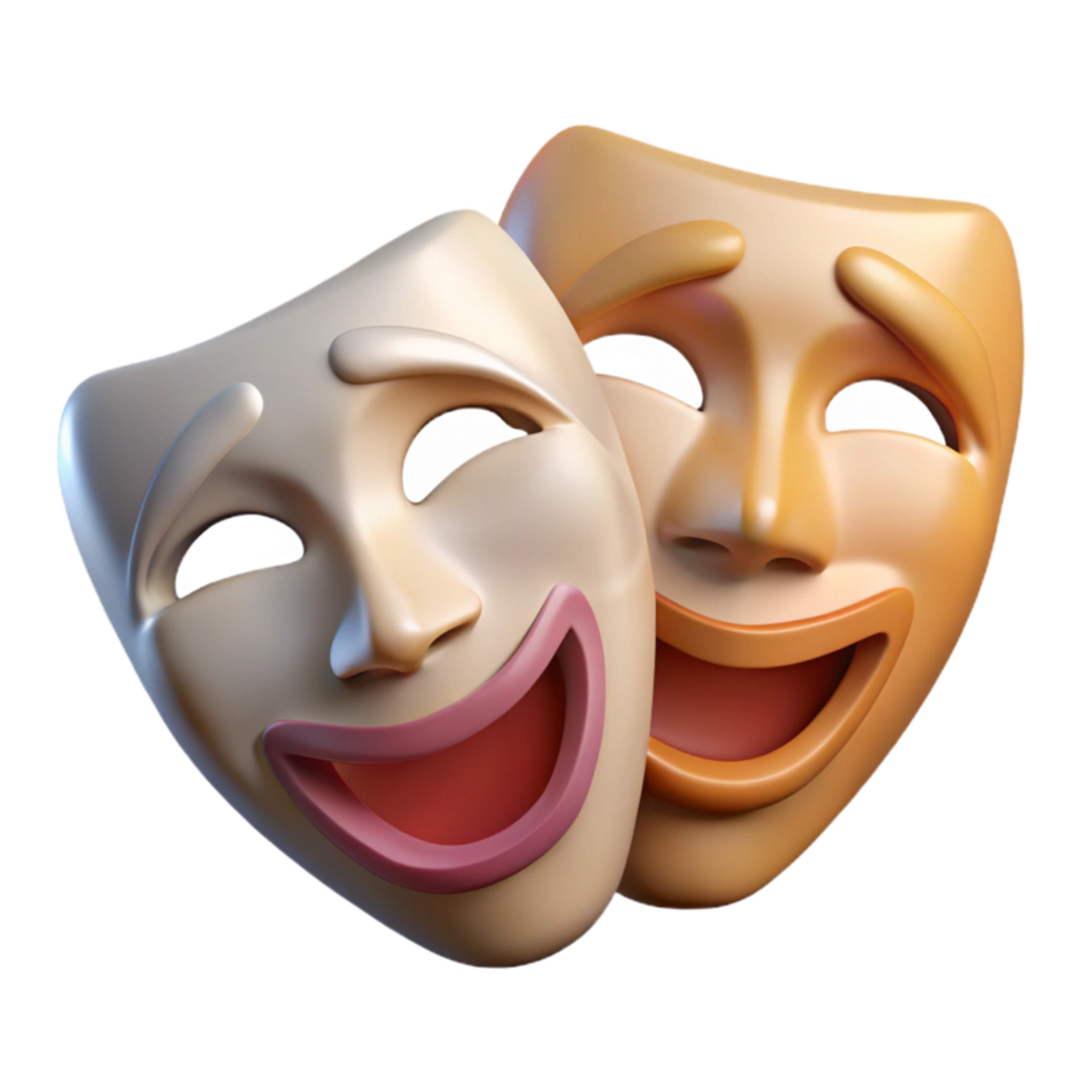 impressive minimalist Theatre Masks Front View Transparent Background high quality png