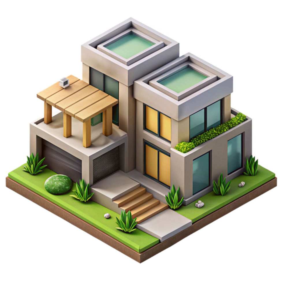 wonderful abstract Eco Friendly Housing Complex Isometric Cutout premium png