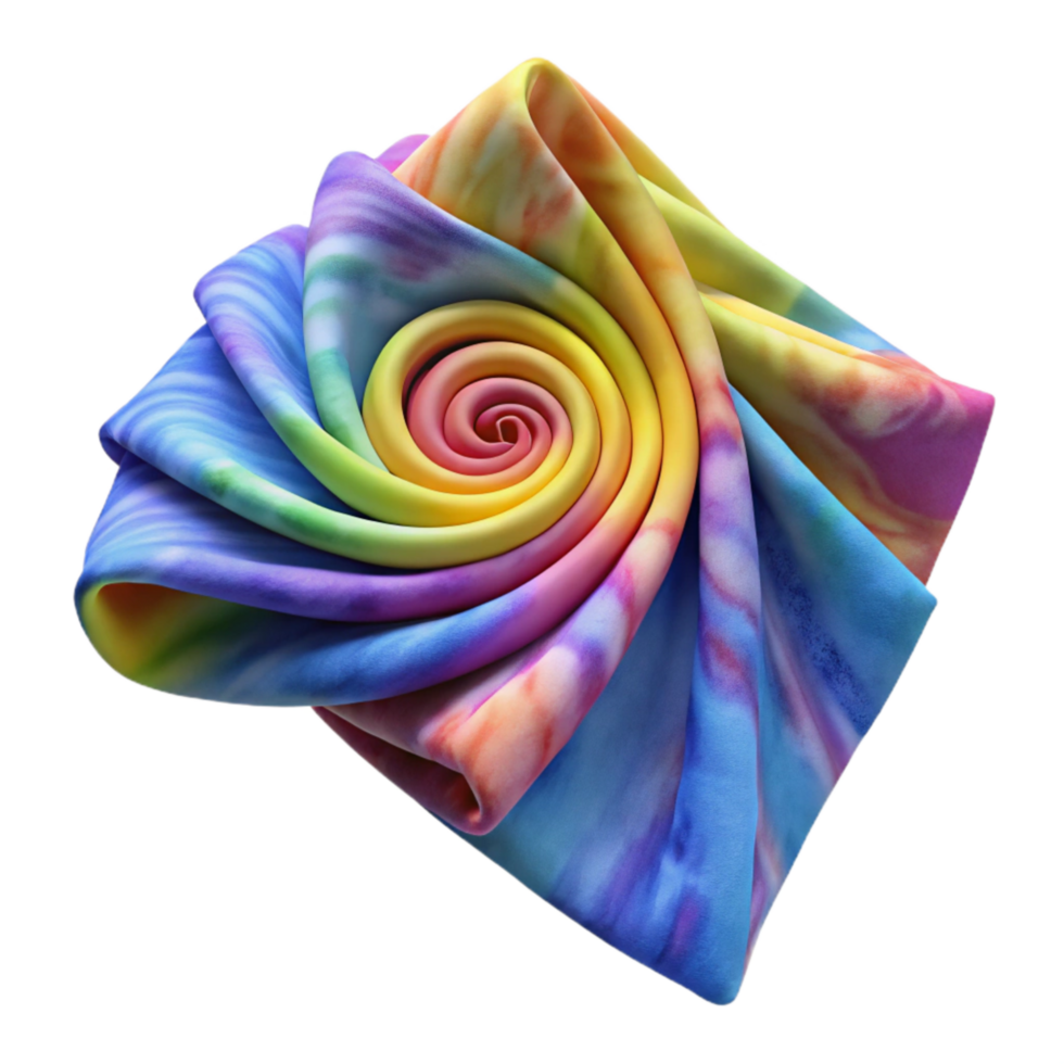 stunning abstract Tie Dye Fabric with Swirl Pattern Transparent Background high quality png