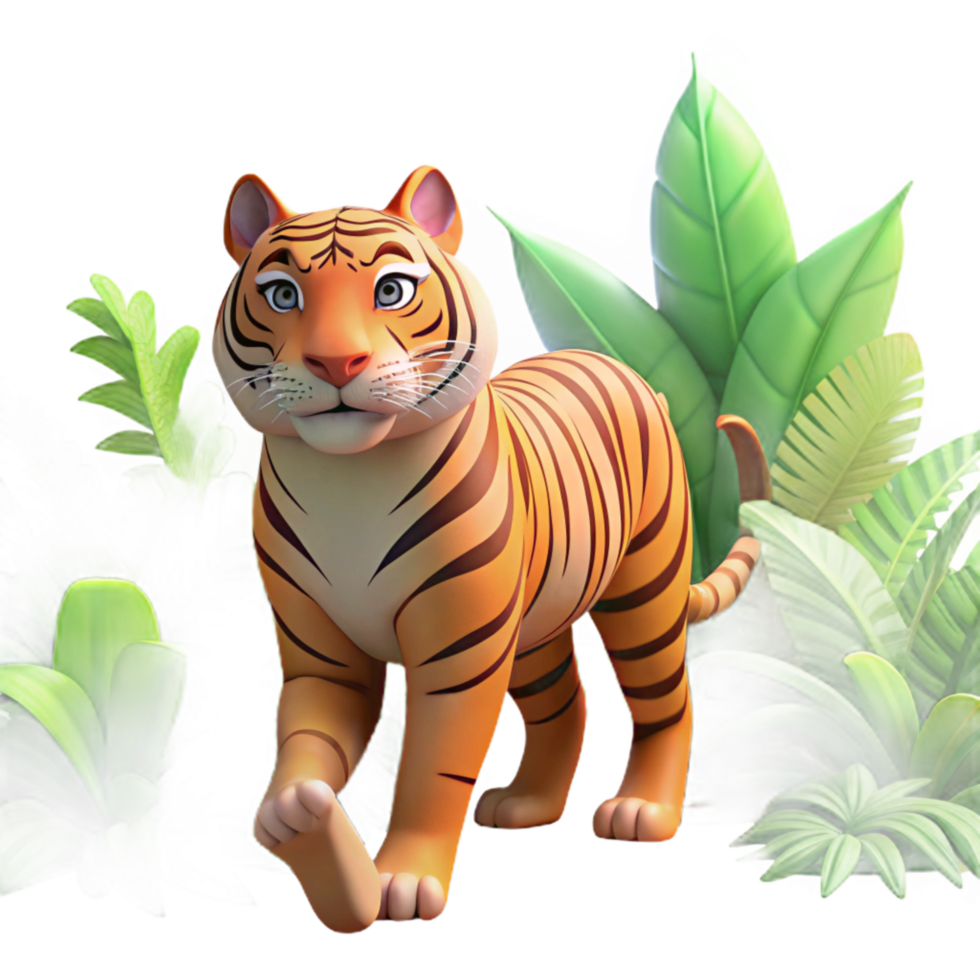 stunning classic Tiger Walking Through Jungle Transparent Background premium png