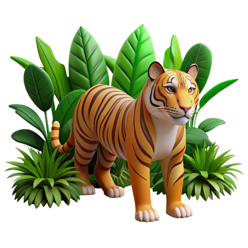 stunning minimalist Tiger Walking Through Jungle Transparent Background original png