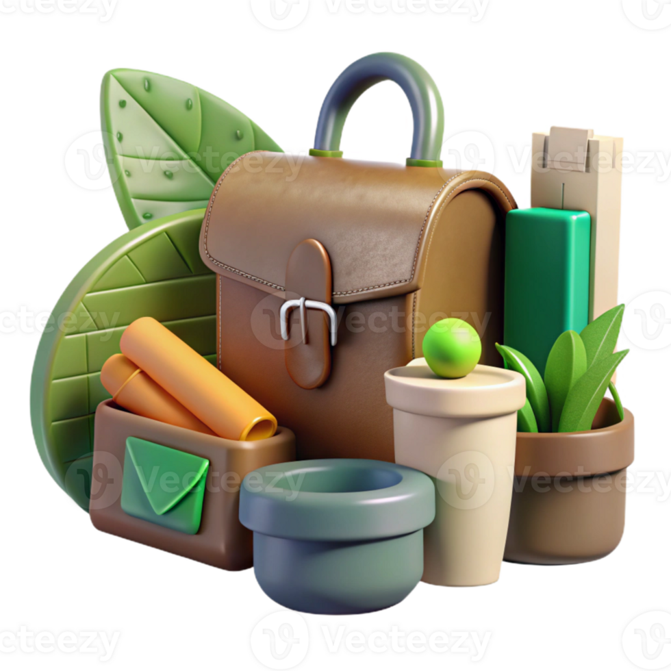 beautiful traditional Eco Friendly Office Supplies Set Isolated original png