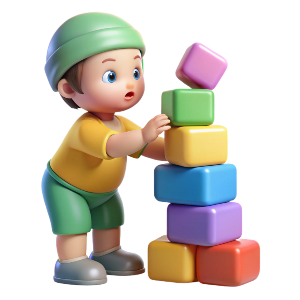 serene minimalist Toddler Stacking Blocks Colorful Toys Transparent Background authentic png