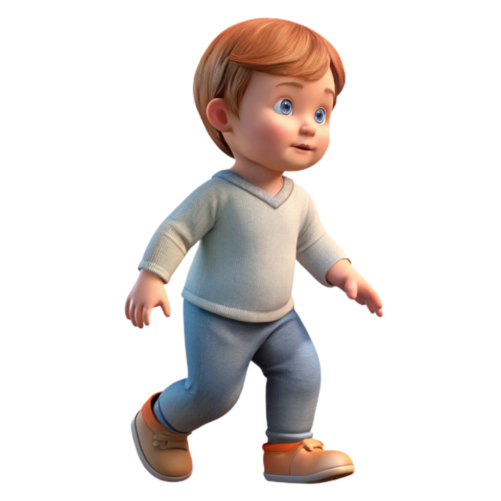 impressive contemporary Toddler Taking First Steps Side Angle Isolated detailed png