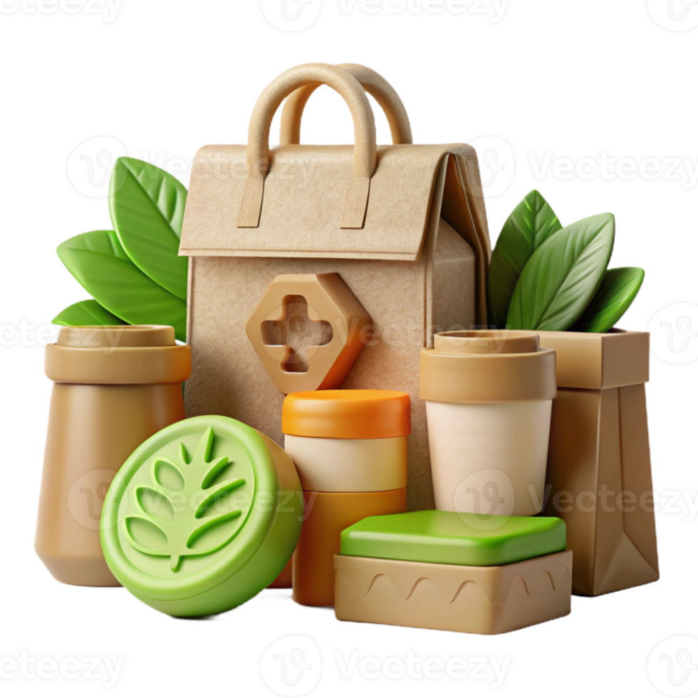 magnificent rustic Eco Friendly Packaging Design Isolated with Recycled Materials png