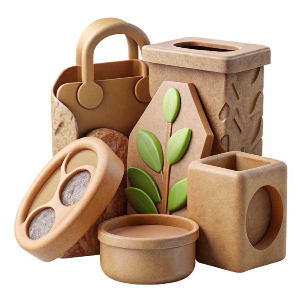 Eco Friendly Packaging Design Isolated with Recycled Materials png