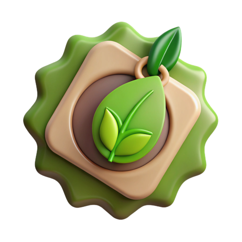 extraordinary artistic Eco Friendly Product Label Design Cutout with Green Leaf high resolution png