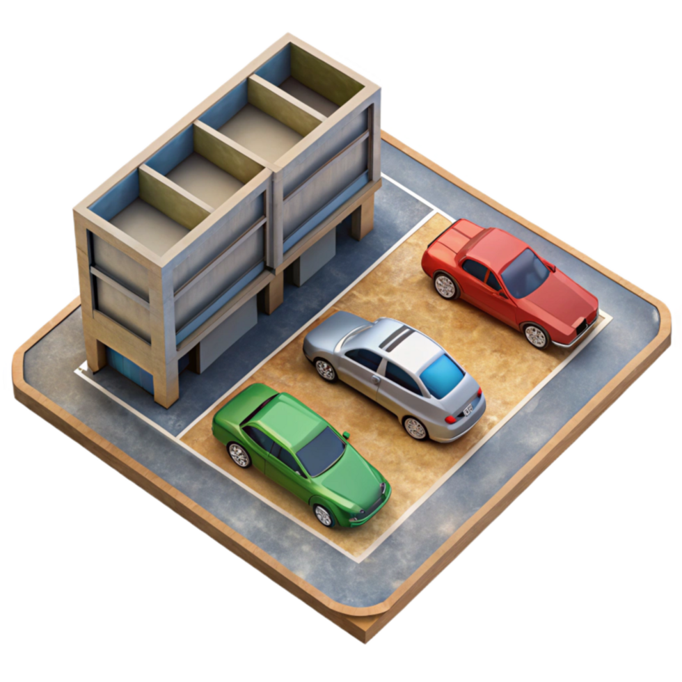 vibrant artistic Top Down Perspective of Empty Parking Lot Isolated authentic png