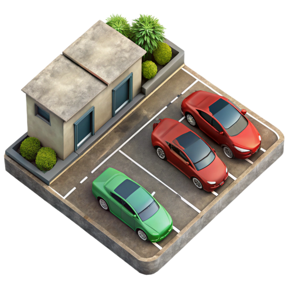 impressive rustic Top Down Perspective of Empty Parking Lot Isolated premium png