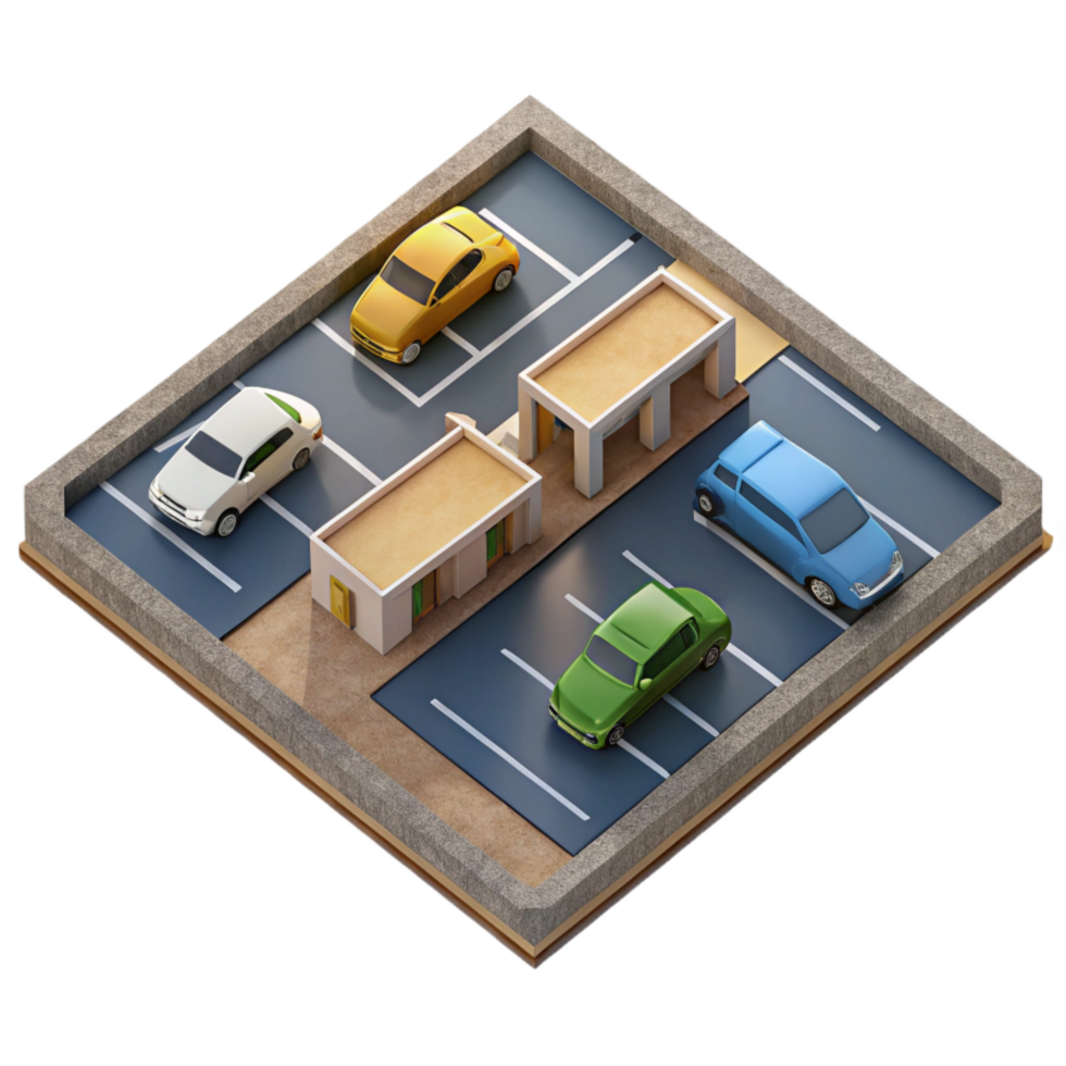 beautiful traditional Top Down Perspective of Empty Parking Lot Isolated high resolution png