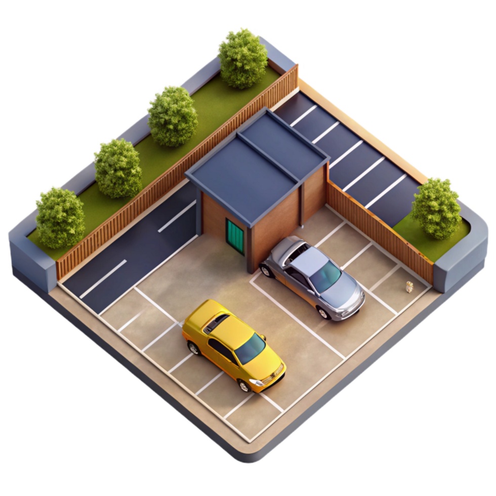 elegant rustic Top Down Perspective of Empty Parking Lot Isolated detailed png