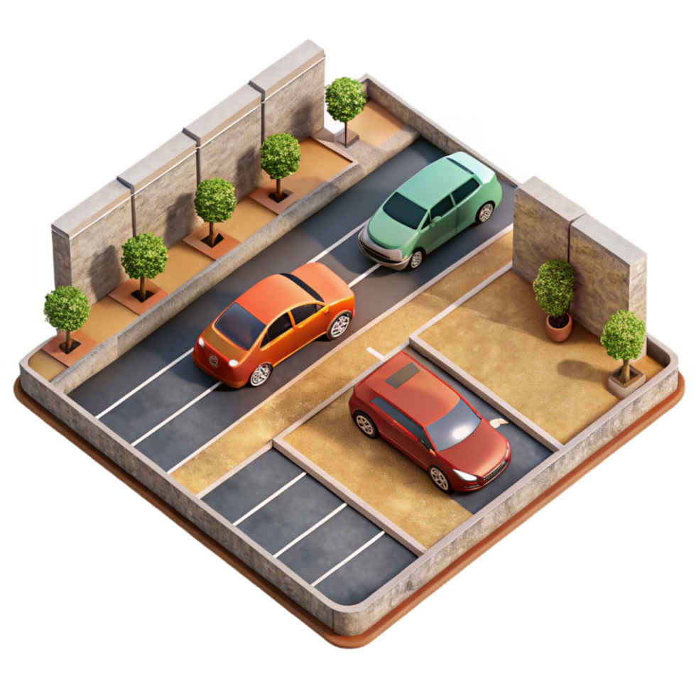 vibrant creative Top Down Perspective of Empty Parking Lot Isolated professional png
