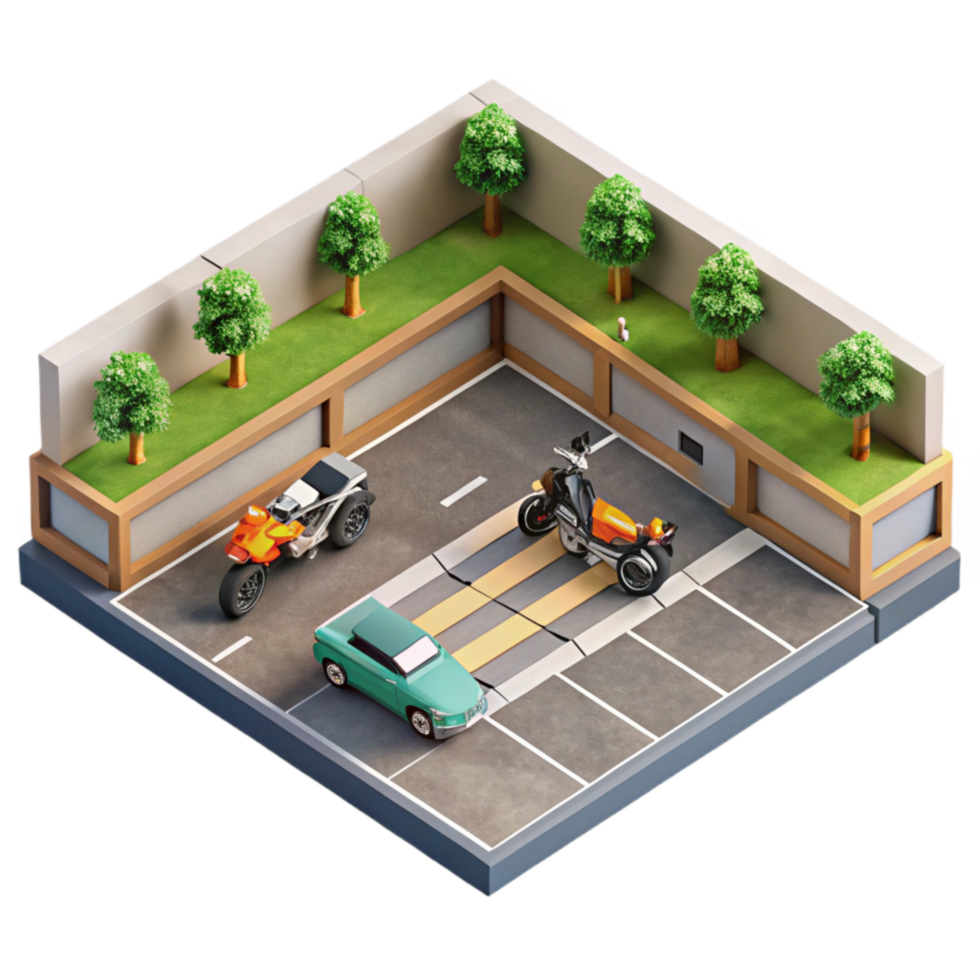 dramatic minimalist Top Down Perspective of Empty Parking Lot Isolated high resolution png