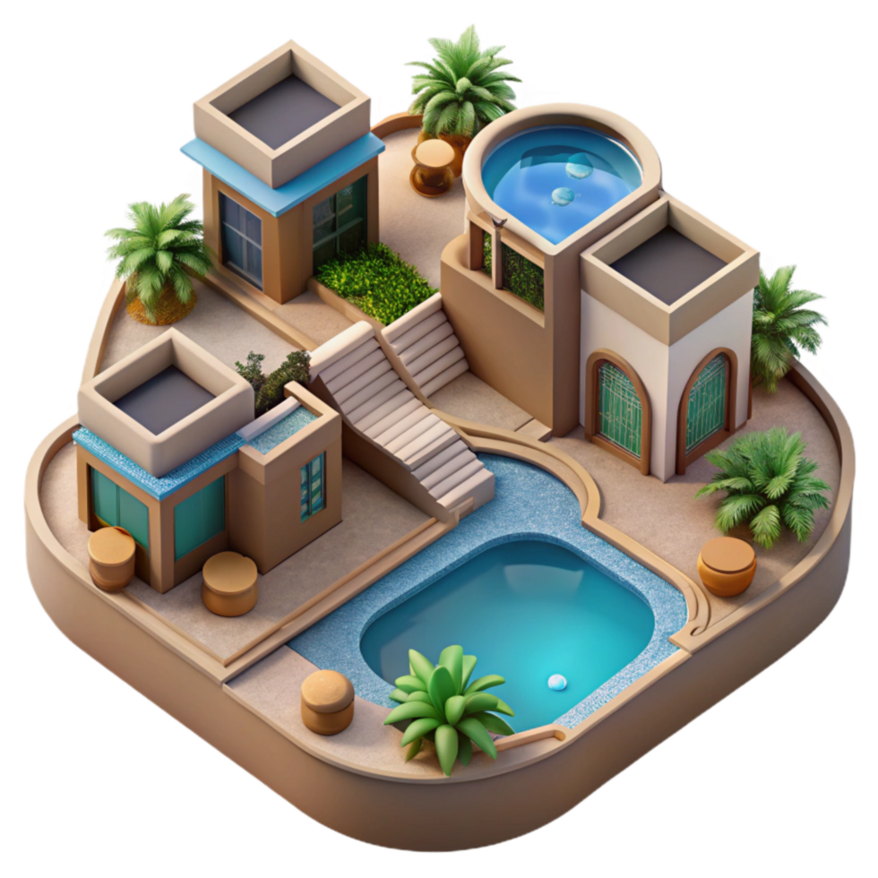 elegant traditional Top Down Shot of Residential Area with Pools Cutout authentic png