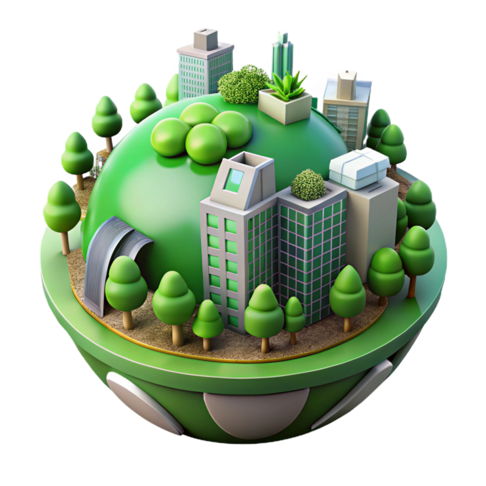 impressive modern Eco Friendly Urban Design Isolated with Green Accents high resolution png