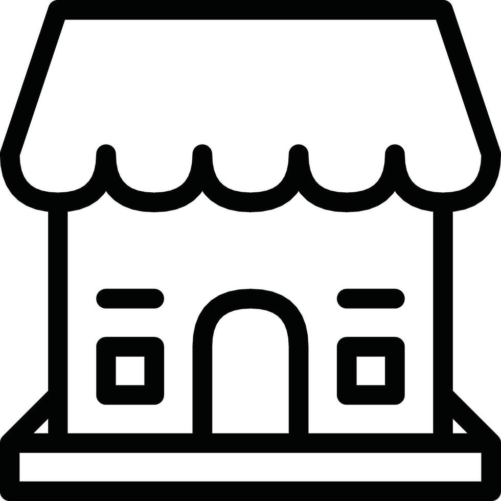 A black and white drawing of a small house with a white awning vector