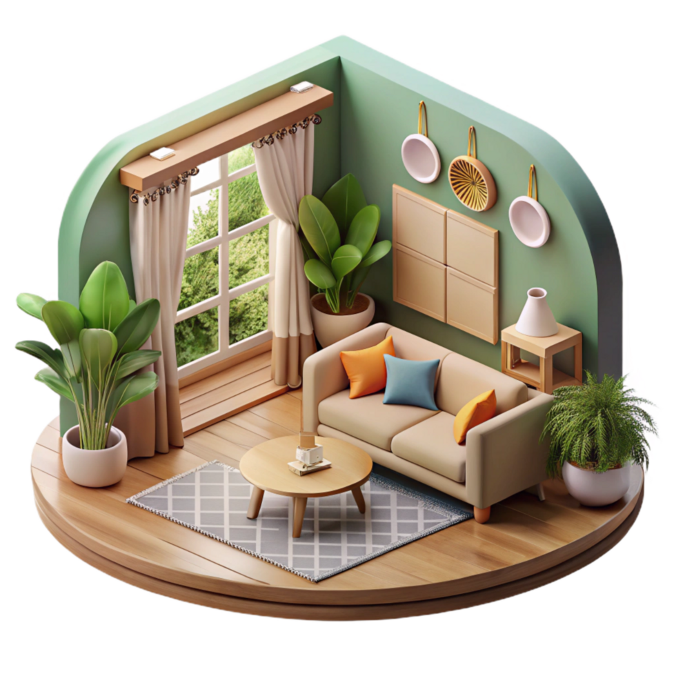 beautiful rustic Eco Home Interior Living Room Cutout genuine png