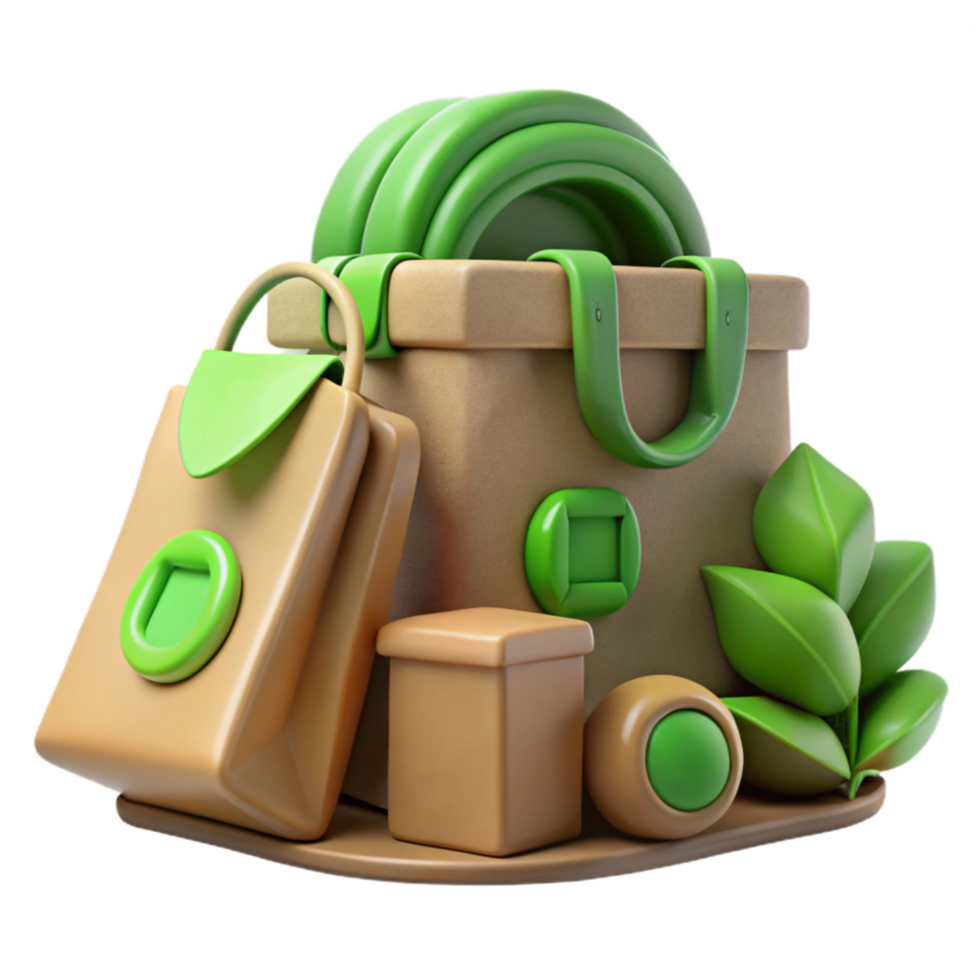 elegant classic Eco Packaging Design Elements with Green Accents Isolated authentic png