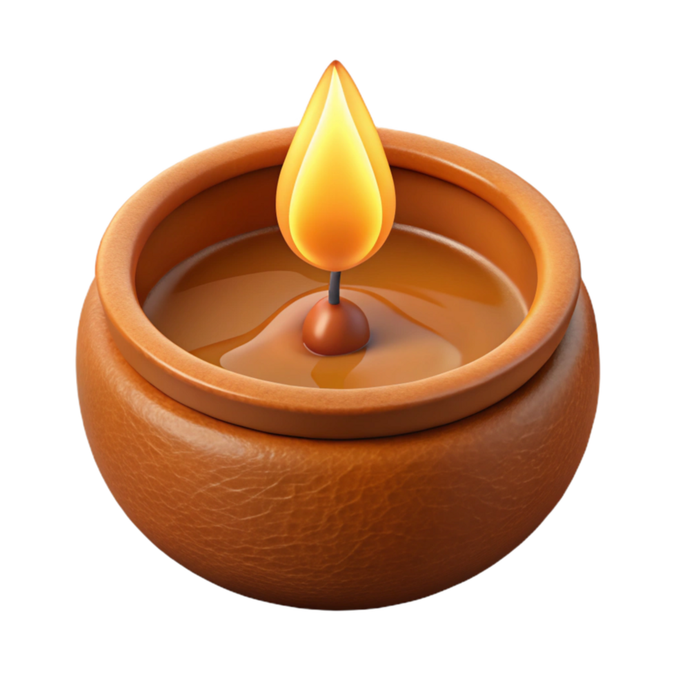 elegant minimalist Top View Diwali Diya Clay Lamp Isolated Element original png