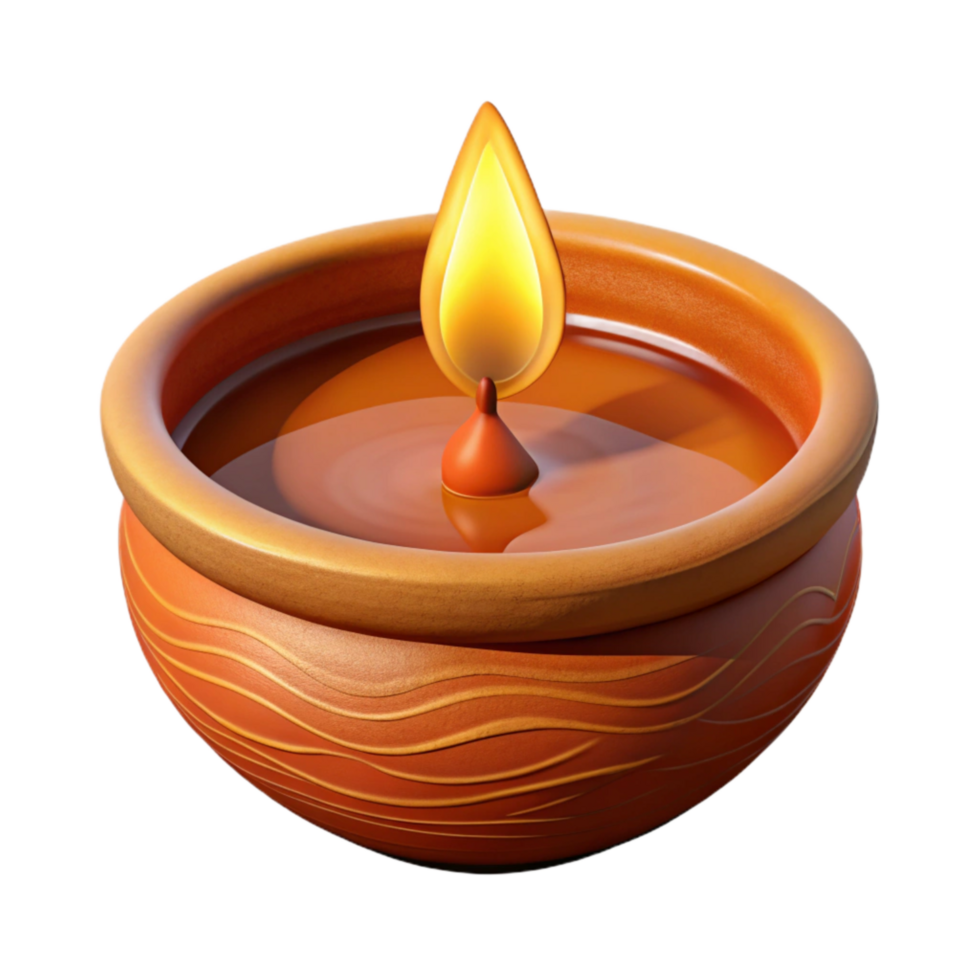 impressive rustic Top View Diwali Diya Clay Lamp Isolated Element png