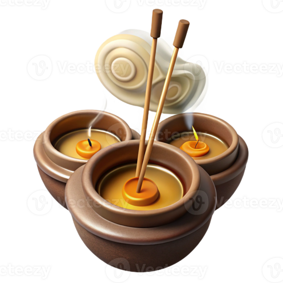 vibrant artistic Top View Diwali Incense Sticks Burning Smoke Isolated premium png