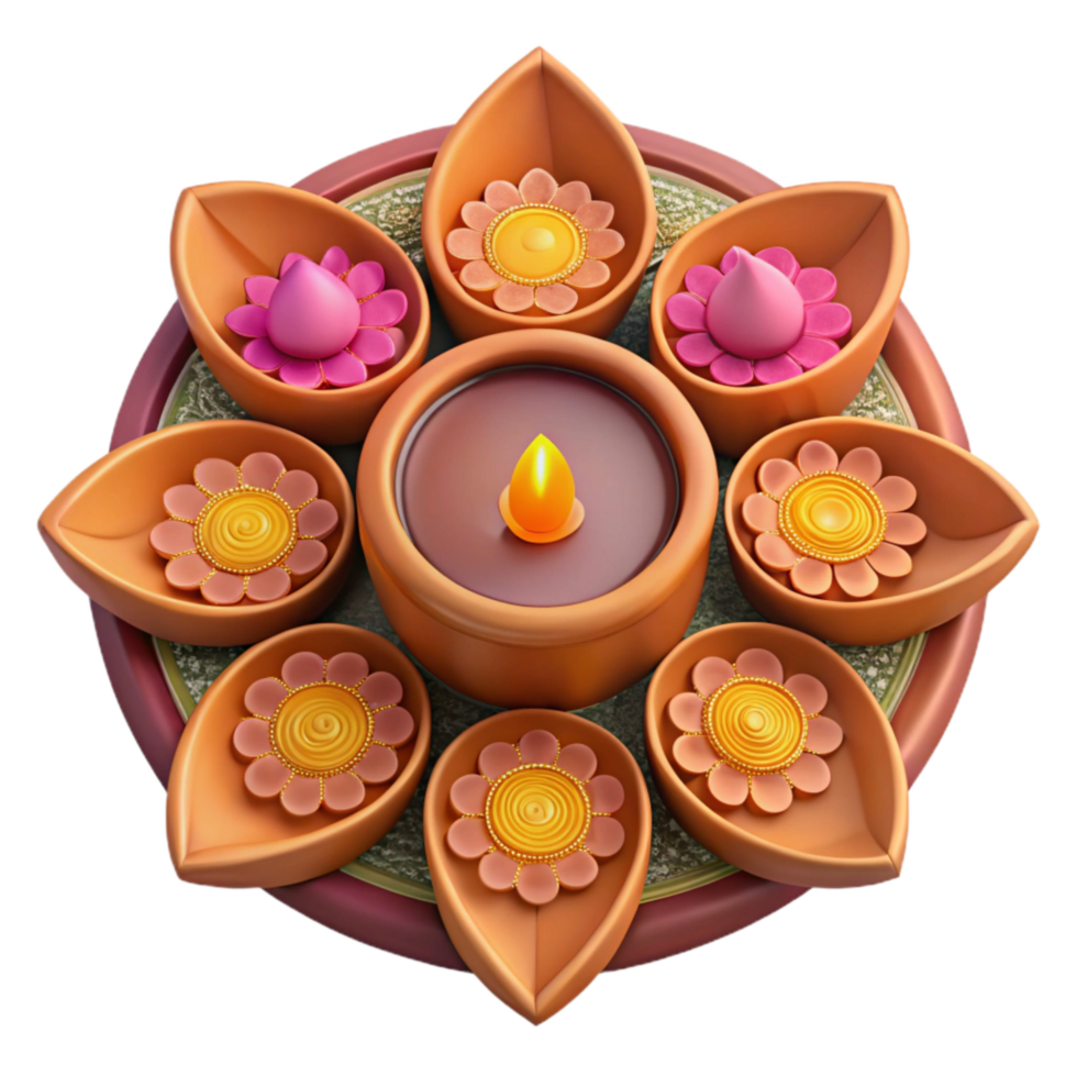 beautiful creative Top View Diwali Decorations Flower Petals Isolated professional png
