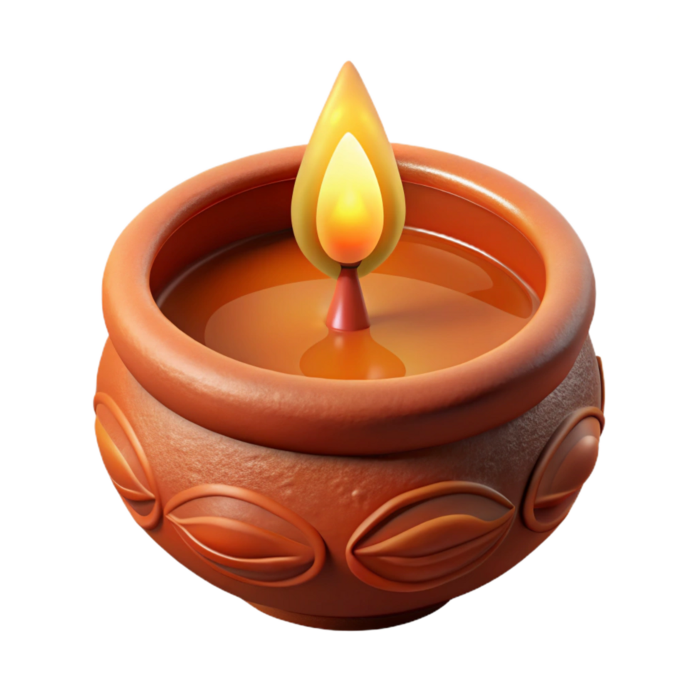 extraordinary minimalist Top View Diwali Diya Clay Lamp Isolated Element png