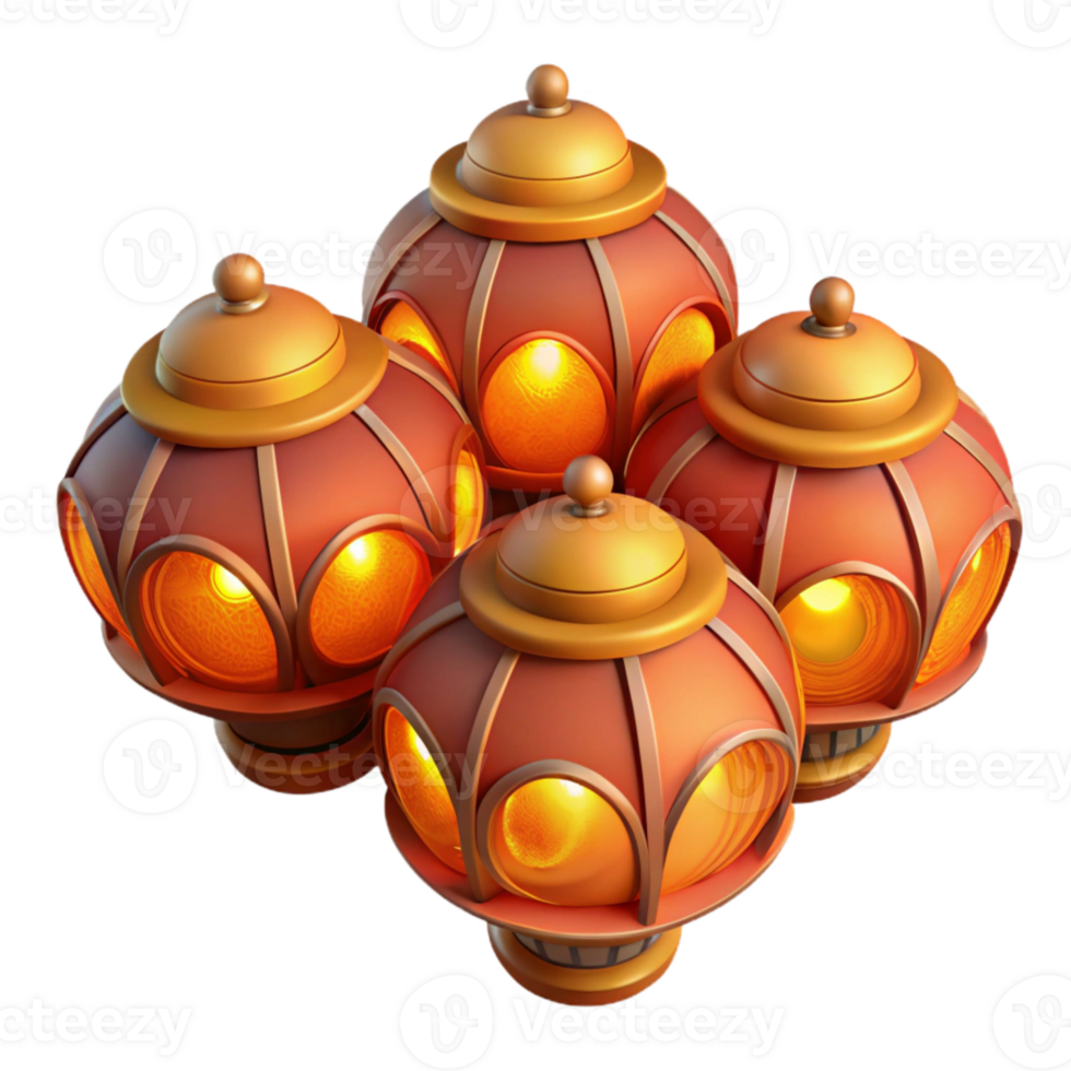 serene minimalist Top View Diwali Lanterns Glowing Light Isolated high resolution png