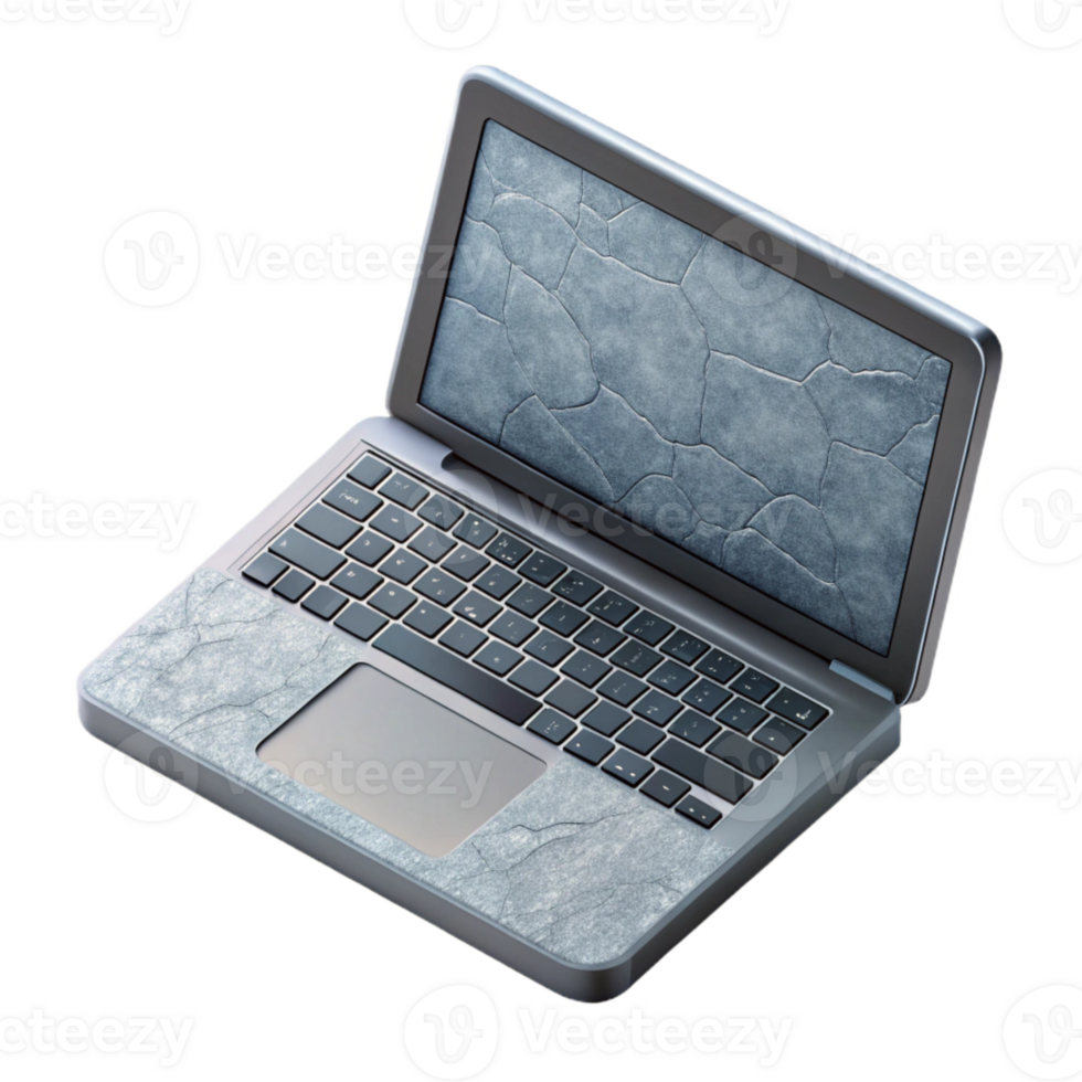 elegant artistic Top View of Laptop with Blank Screen Transparent Background Cutout high quality png