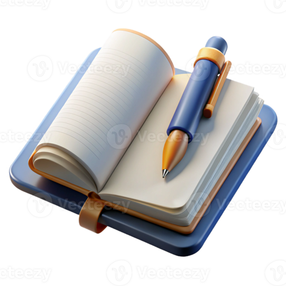 extraordinary abstract Top View of Open Journal with Pen Isolated Element detailed png