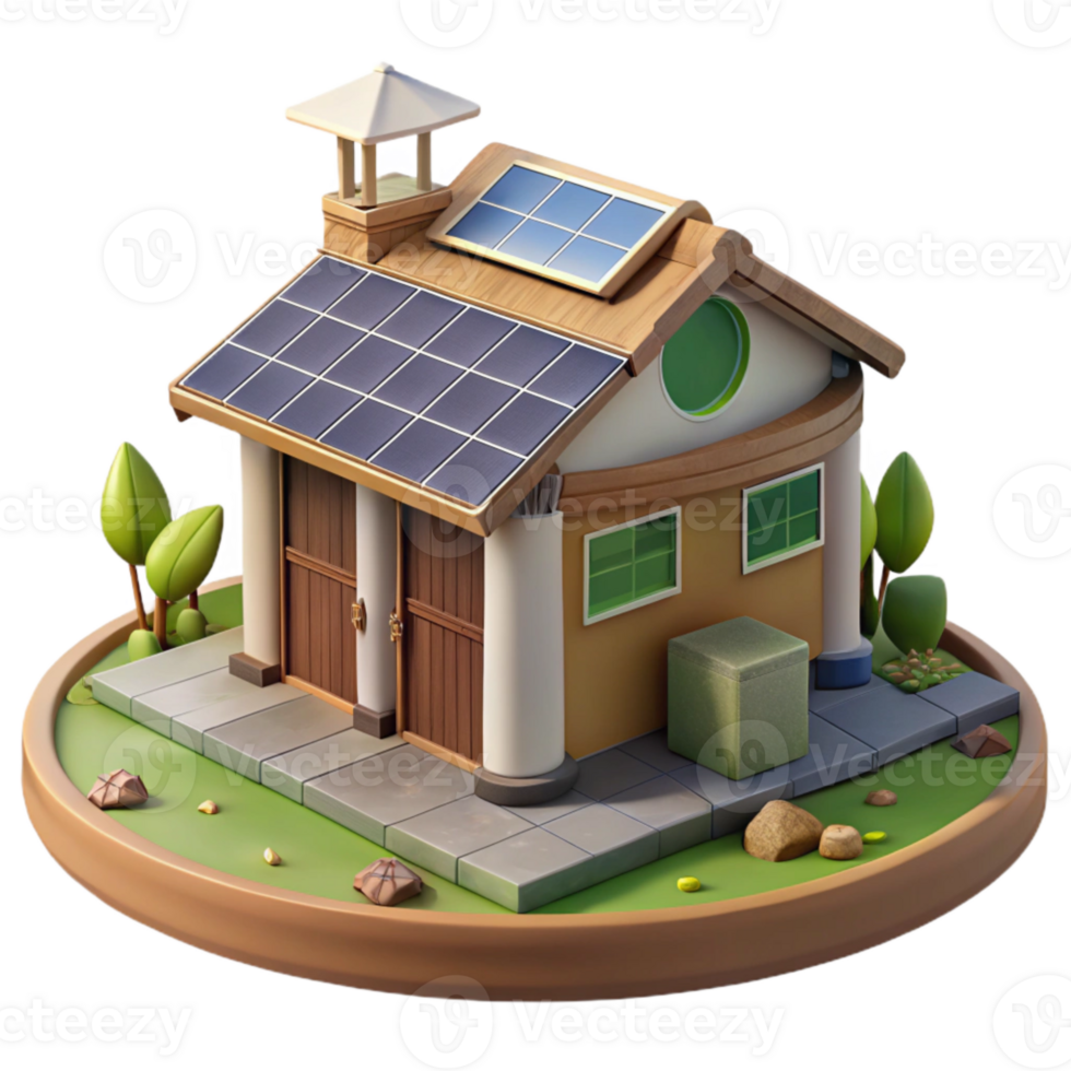 stunning artistic Eco Village Community Center Cutout with Solar Panels detailed png