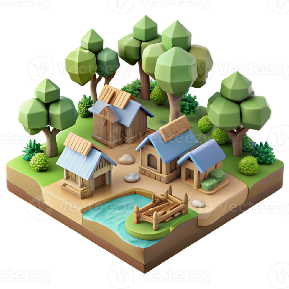 elegant rustic Eco Village Community Layout Isolated with Trees high quality png