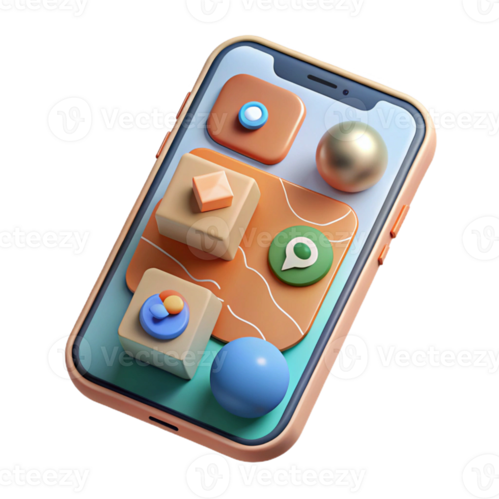 stunning contemporary Top View Smartphone with Social Media Feed Transparent genuine png