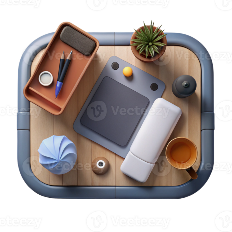 extraordinary rustic Top View Workspace with Coffee Cup Cutout high resolution png