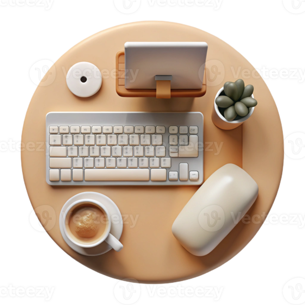 beautiful creative Top View Workspace with Coffee Cup Cutout high resolution png