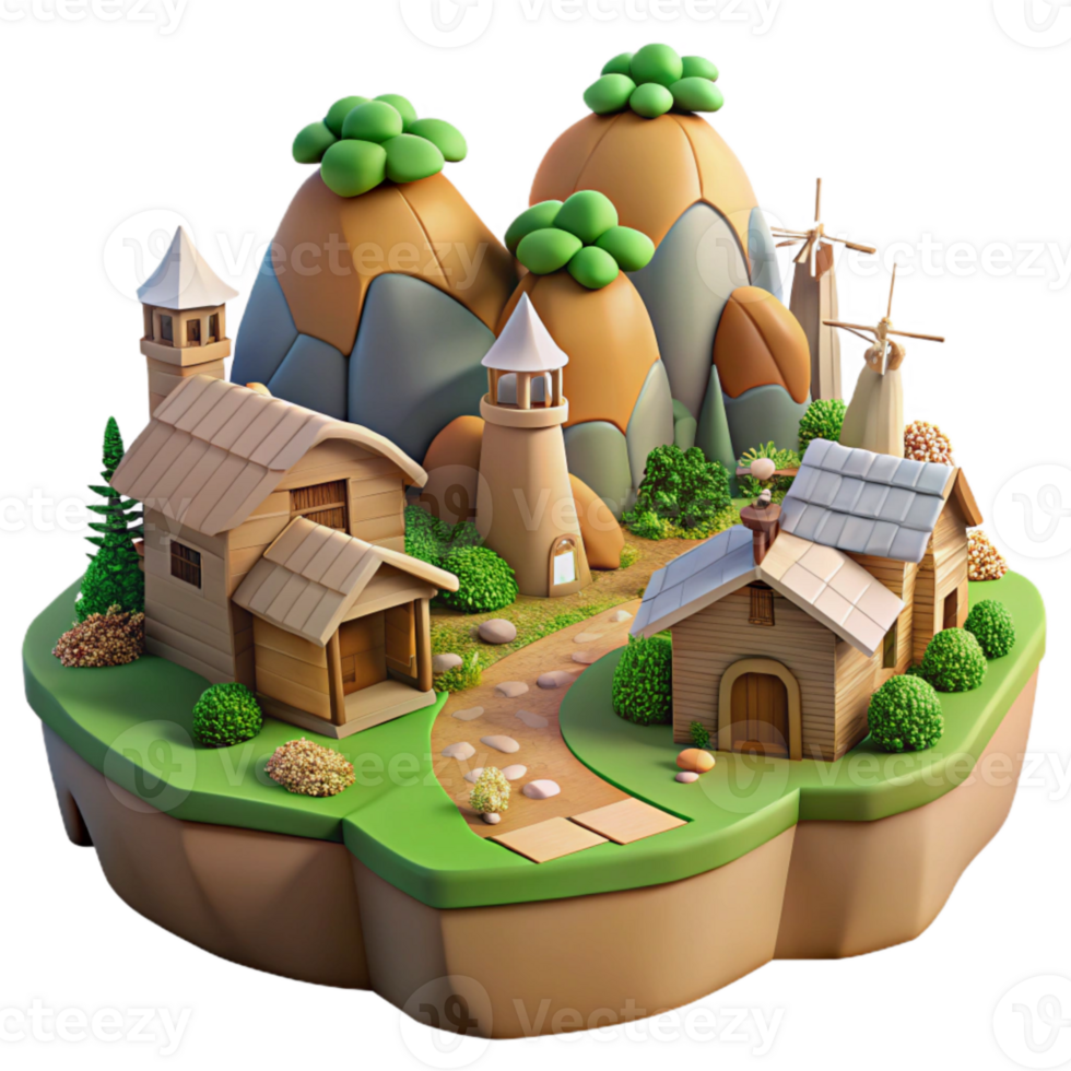 extraordinary contemporary Eco Village Landscape Panorama Transparent high resolution png