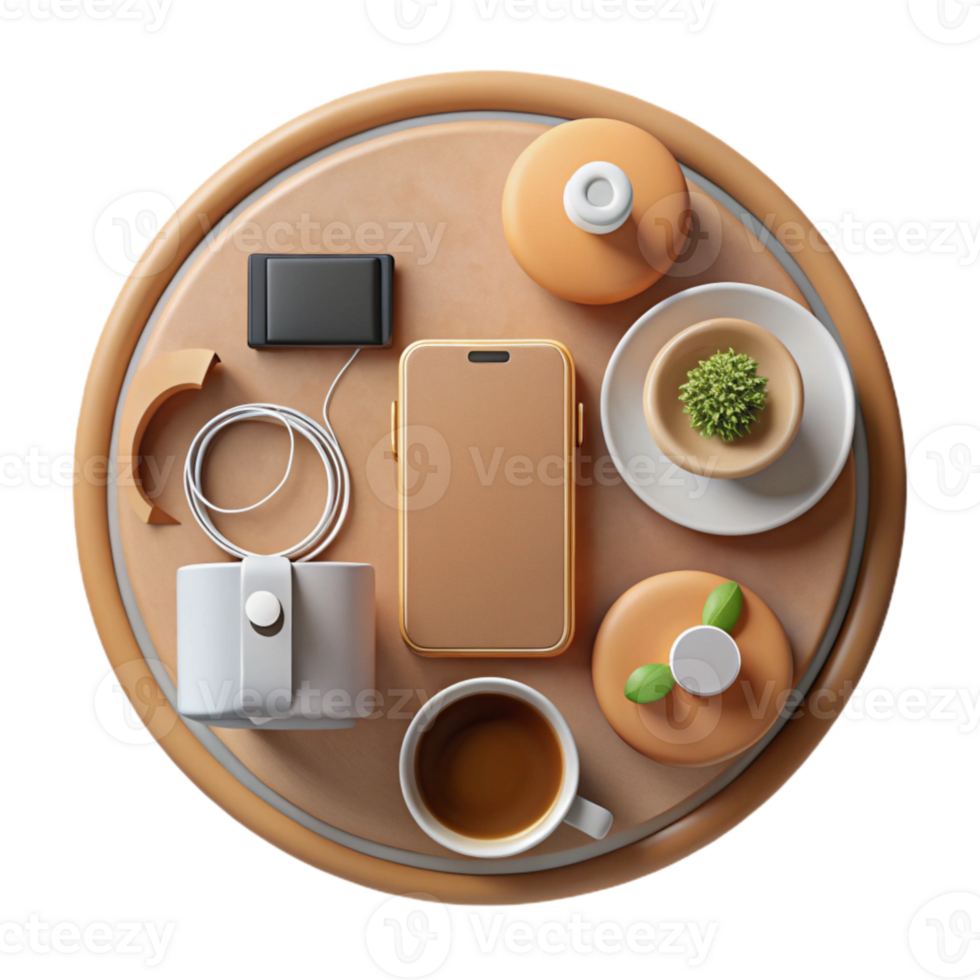 magnificent abstract Top View Workspace with Coffee Cup Cutout high resolution png