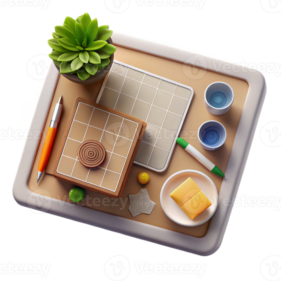 impressive contemporary Top View Workspace with Coffee Cup Cutout authentic png