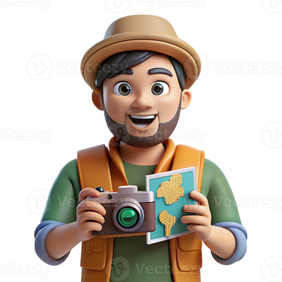 extraordinary contemporary Tourist Holding Camera Cutout Front View original png