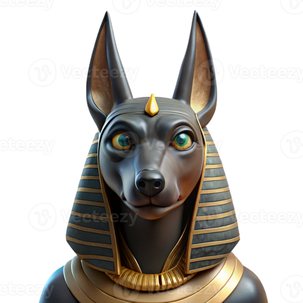 wonderful classic Egyptian Anubis Statue Black Finish Front View Transparent Background authentic png