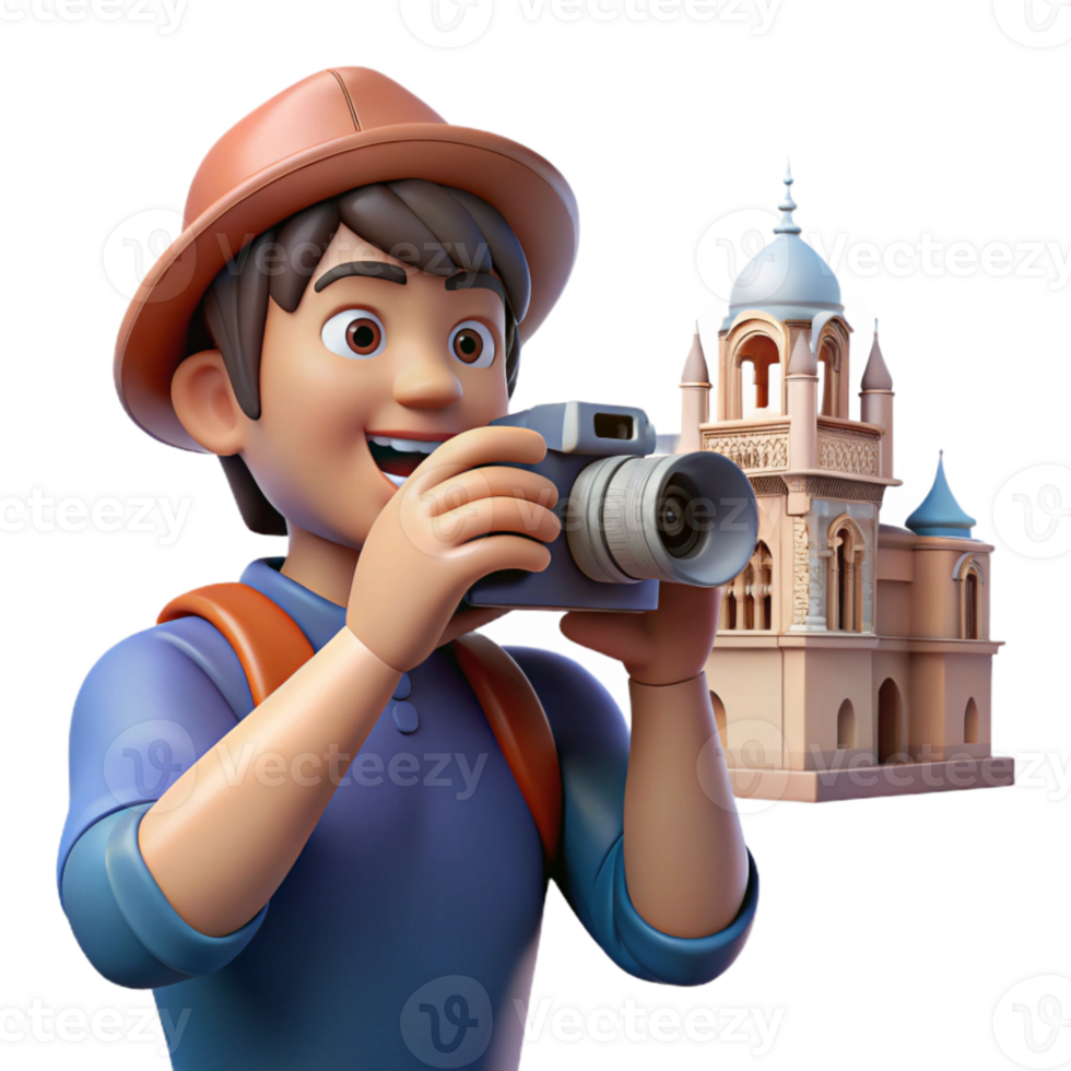 stunning classic Tourist Taking Photo City Landmark Transparent Background premium png