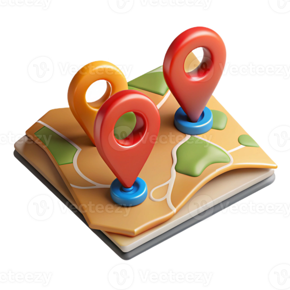 dramatic traditional Tourist Map with Markers Cutout Top View detailed png