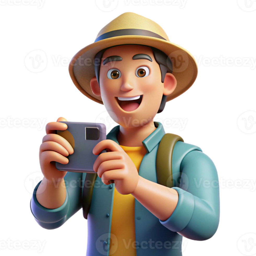 wonderful creative Tourist Taking Photo with Smartphone Cutout genuine png