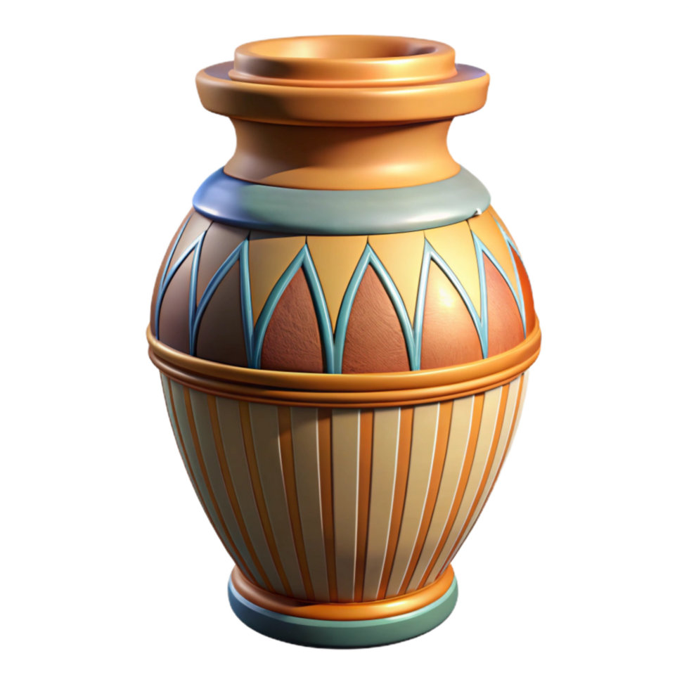 vibrant classic Egyptian Canopic Jar Painted Detail Side View Isolated genuine png