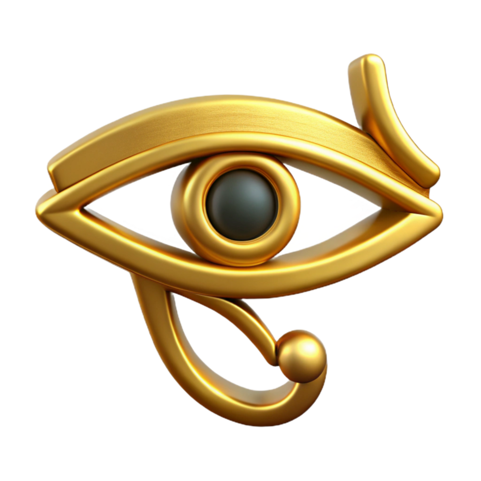 dramatic creative Egyptian Eye of Horus Symbol Gold Finish Front View Isolated high quality png