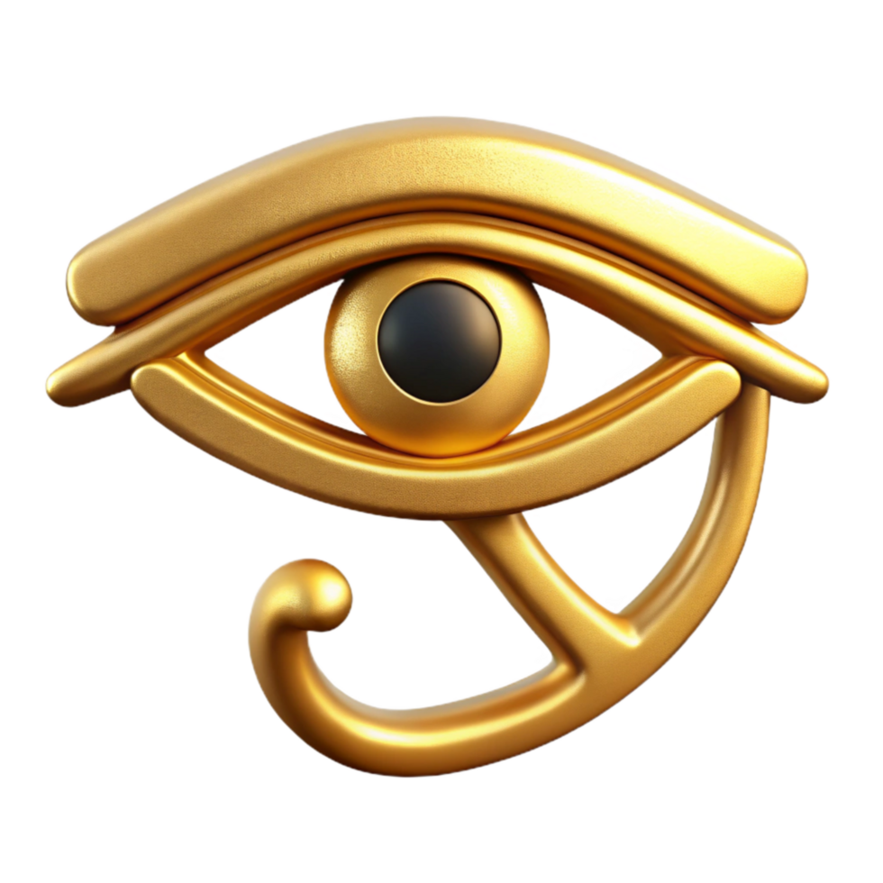 stunning minimalist Egyptian Eye of Horus Symbol Gold Finish Front View Isolated high quality png
