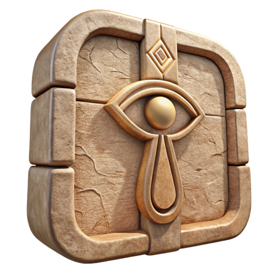 dramatic minimalist Egyptian Hieroglyphs Stone Carving Cutout Element png