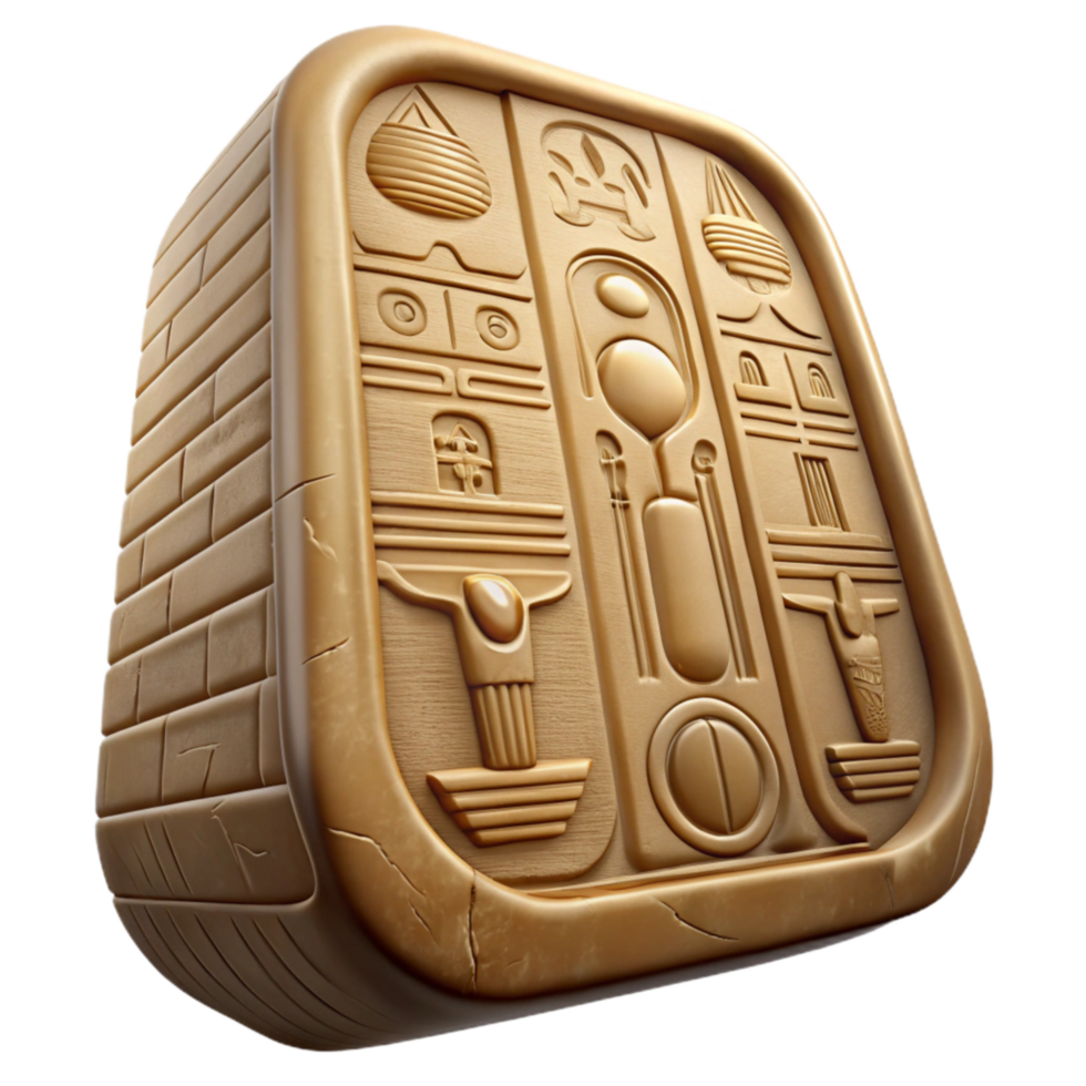 vibrant rustic Egyptian Hieroglyphs Wall Carving Close Up Transparent Bg detailed png